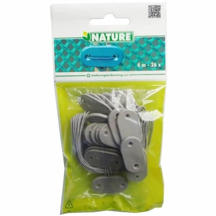 Nature Kit de Fijación para Vallas de Jardín 27 Piezas Gris, incluye 26 Fijaciones y 4m de Alambre Galvanizado 1