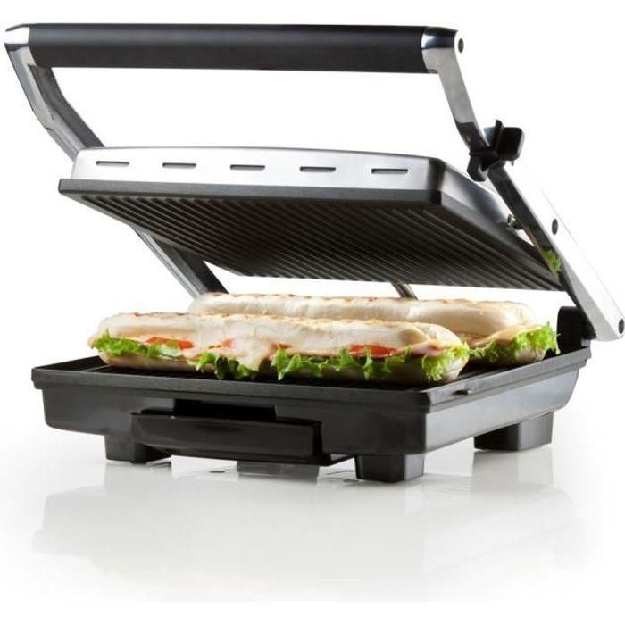 DOMO - Parrilla multifuncional de acero inoxidable - Placas grandes de teflón - Cubierta flotante - Termostato ajustable DOMO - Parrilla multifuncional de acero inoxidable - Placas grandes de teflón - Cubierta flotante - Termostato ajustable