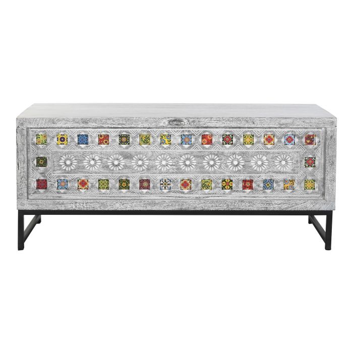Baul Indio DKD Home Decor Gris Multicolor 116 x 40 x 50 cm 6 Baul Indio DKD Home Decor Gris Multicolor 116 x 40 x 50 cm 6