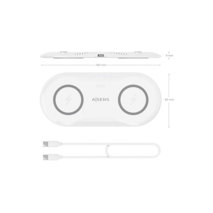 Estación de Carga Inalámbrica Qi Aisens ASCH-15W2WC059-W/ 1xUSB Tipo-C/ 15W/ 5W/ Blanco 3 Estación de Carga Inalámbrica Qi Aisens ASCH-15W2WC059-W/ 1xUSB Tipo-C/ 15W/ 5W/ Blanco 3