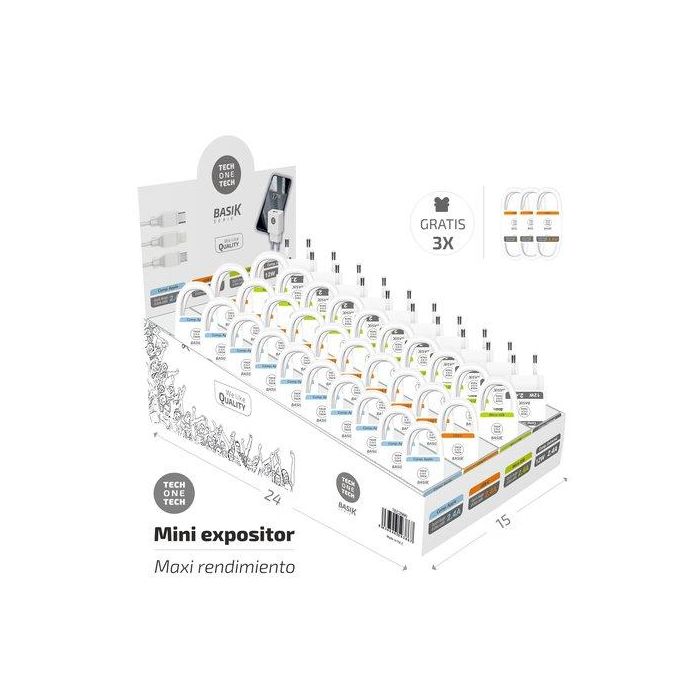 Cables Y Cargadores Tech-One-Tech Basik Surtido Expositor De 43