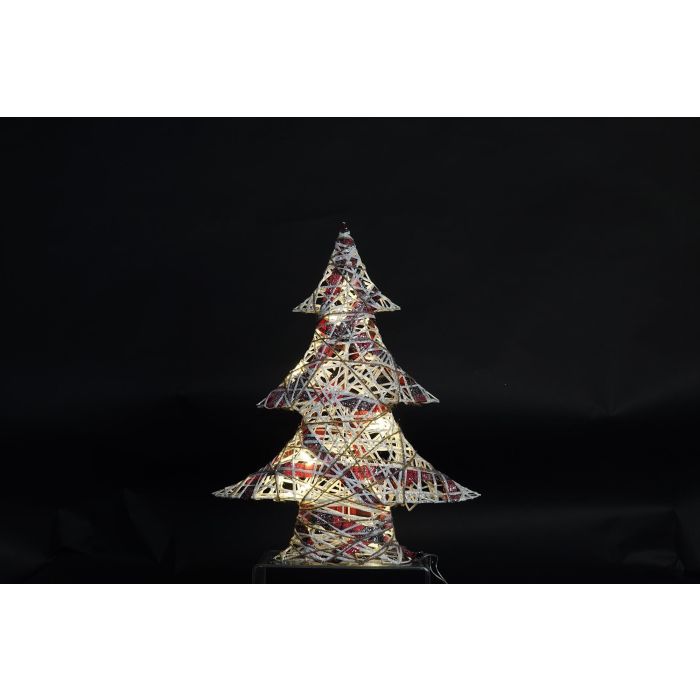 DKD Home Decor Árbol de Navidad Alpina Natural Blanco con Luz LED y Ratan, 50 cm Alto (40x10 cm), Funciona con 3 Pilas AA 1 DKD Home Decor Árbol de Navidad Alpina Natural Blanco con Luz LED y Ratan, 50 cm Alto (40x10 cm), Funciona con 3 Pilas AA 1