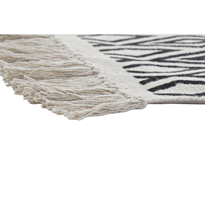 DKD Home Decor Alfombra Boho Blanco Negro Algodón 180 x 0.7 x 120 cm 3