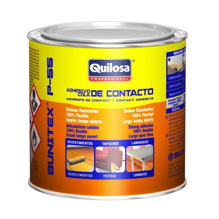 QUILOSA Bunitex P-55 Cola de Contacto de Alto Agarre para Superficies Grandes, Tiempo Abierto, Pegado Universal 250ml
