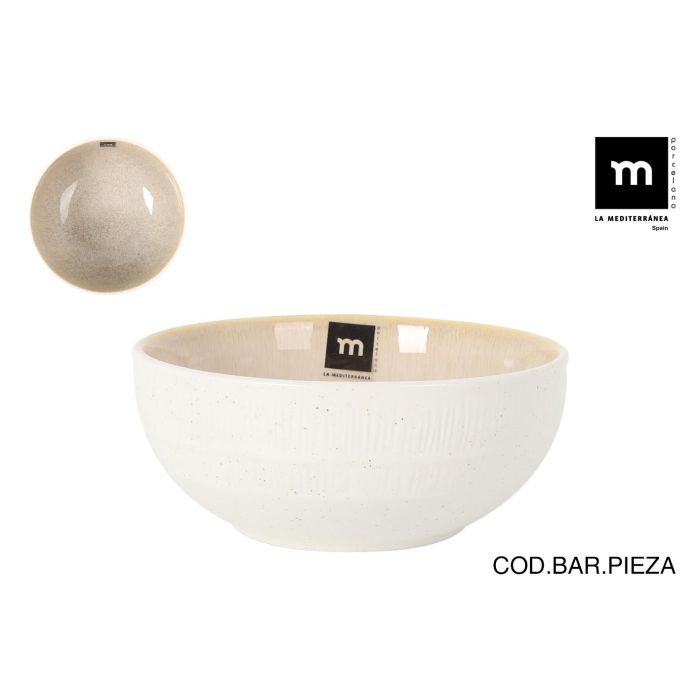 La Mediterranea Bol Calobra Crema de 15.5 cm de ancho, ideal para tu mesa. Colección 807, para uso diario. (24 Unidades)
