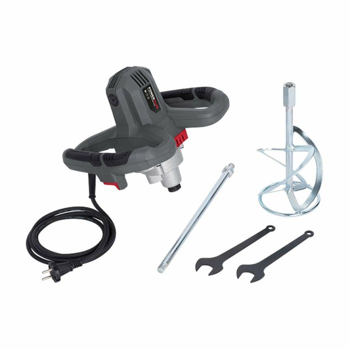 Powerplus POWE80070 Mezclador de Concreto y Pintura 1200W, Agitador 120mm x 590mm, Control Velocidad Electrónico 0-700 rpm, Caja Engranajes Aluminio 2