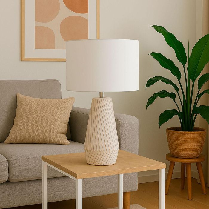 Lámpara Hiva Versa 28x49 cm - Cerámica y Textil, Base E27 (2 Unidades) 1 Lámpara Hiva Versa 28x49 cm - Cerámica y Textil, Base E27 (2 Unidades) 1