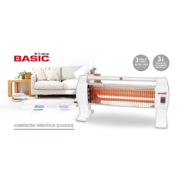 Basic Home Calefactor Eléctrico 600W-1200W, 13x23x53 cm (4 Unidades) 7