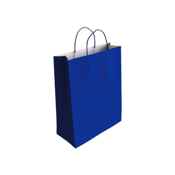 Bolsa De Papel Andina Kraft Blanco 18X24X8 Cm Azul Paquete De 50