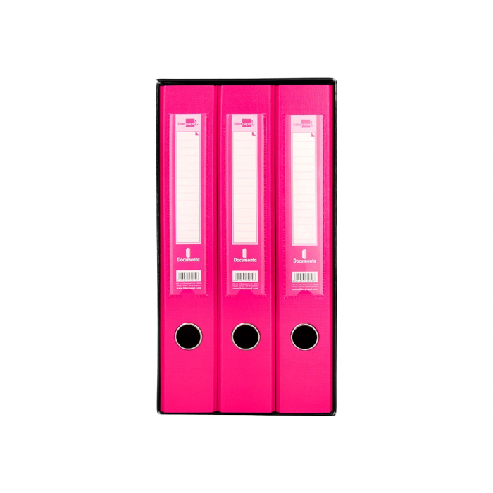 Liderpapel Módulo Archivador 3 Archivadores Folio 2 Anillas Mecanismo Palanca 52mm Rosa 2