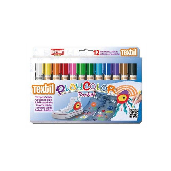 Playcolor Témperas Sólidas Textil Pocket En Barra Estuche De 12 C-Surtidos