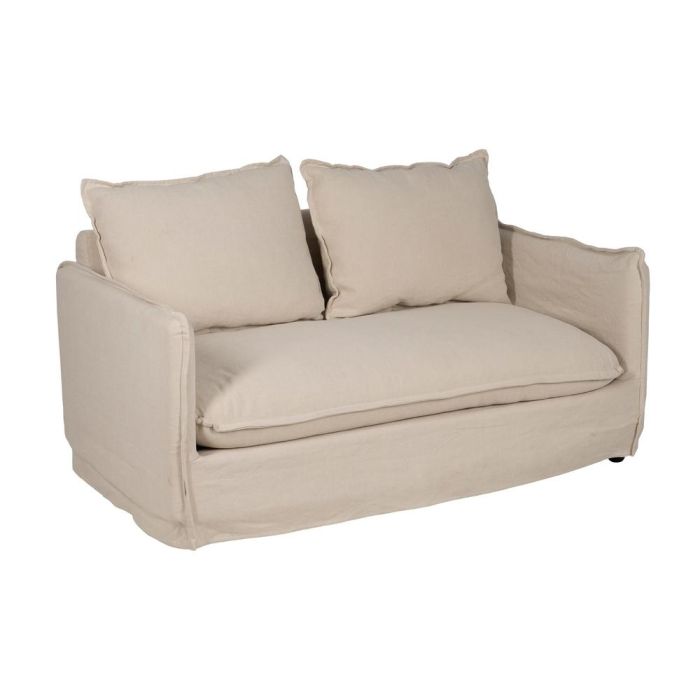 Sofá 2 Plazas Crema Tejido-Madera 160 X 95 X 85 cm