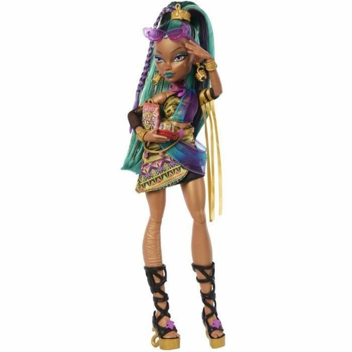 Monster High JDR48 - Muñeca Nefera de Nile - Con Lavish y 7 Accesorios de Moda para coleccionistas