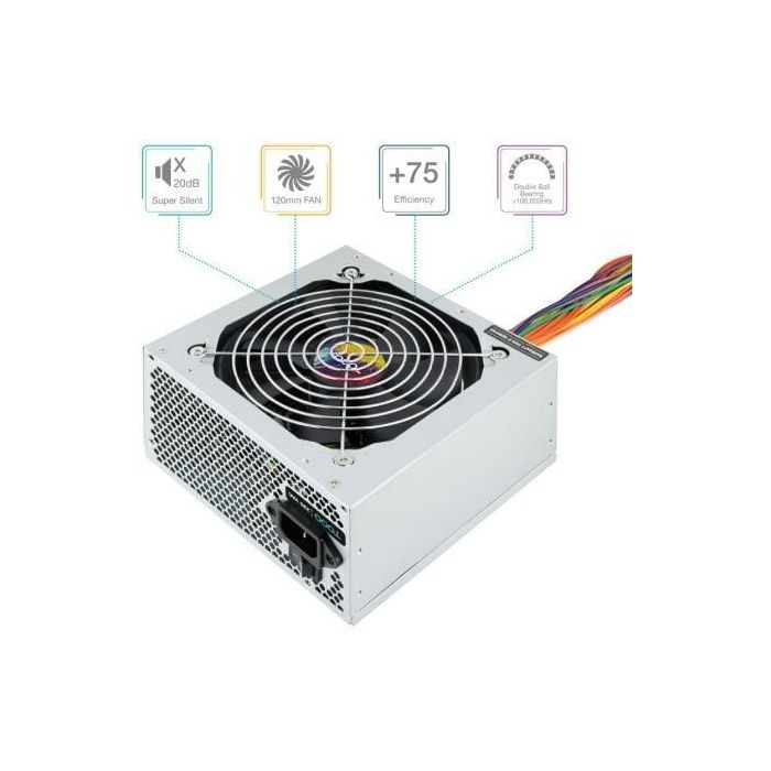 TooQ TQAPOLO-550SP Fuente de Alimentación PC 550W ATX 20+4 pines, PFC Activo, 78% Eficiencia, Ventilador 12cm, Plata 1 TooQ TQAPOLO-550SP Fuente de Alimentación PC 550W ATX 20+4 pines, PFC Activo, 78% Eficiencia, Ventilador 12cm, Plata 1