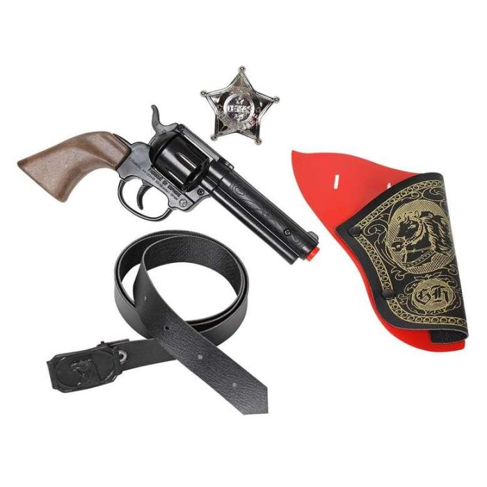 Pistola 8 tiros wild west con cartuchera y estrella 21x27x3 cm 2 Pistola 8 tiros wild west con cartuchera y estrella 21x27x3 cm 2