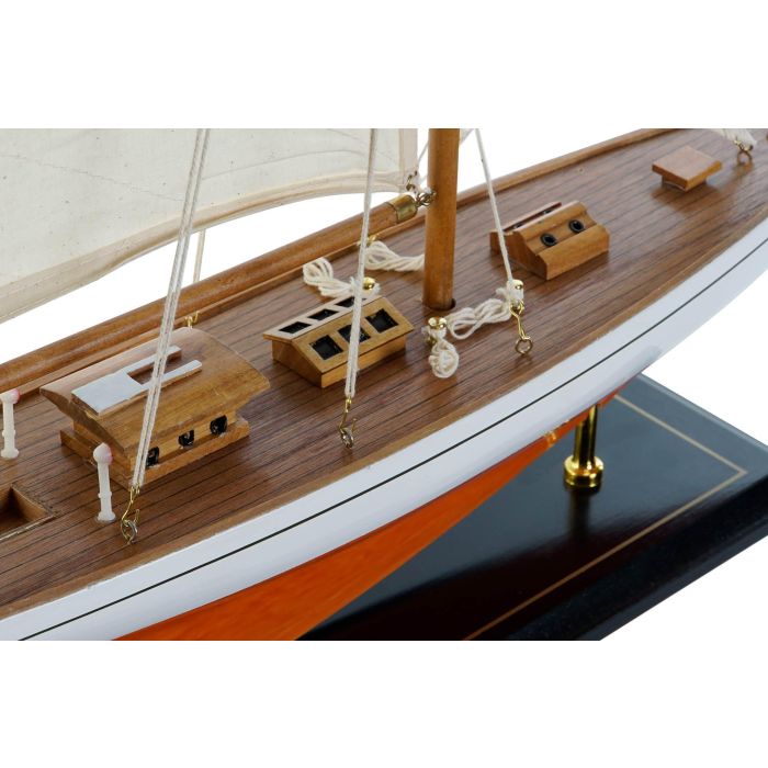DKD Home Decor Barco Mediterráneo Blanco de Madera y Algodón 60 x 11 x 85 cm 2 DKD Home Decor Barco Mediterráneo Blanco de Madera y Algodón 60 x 11 x 85 cm 2