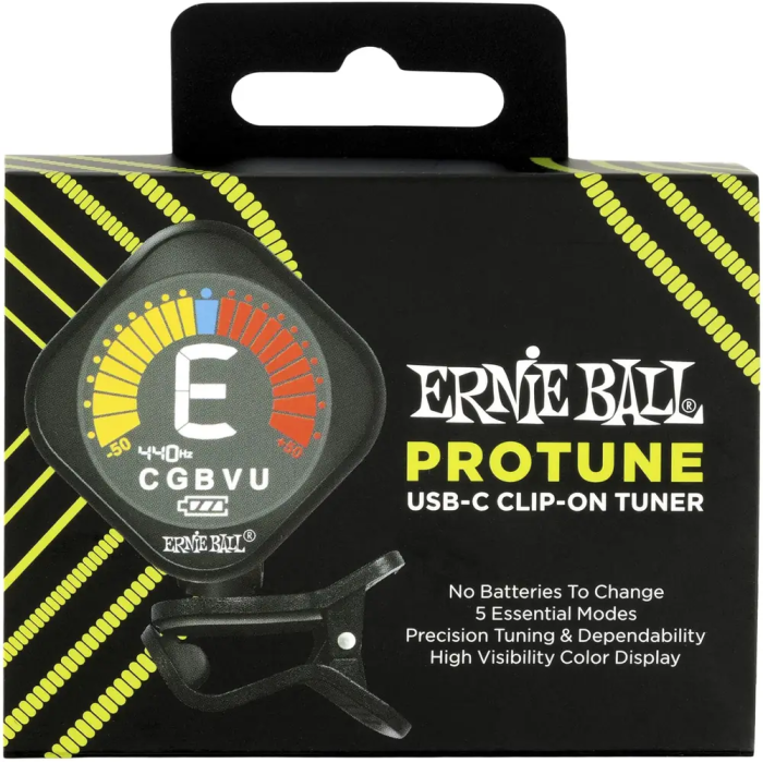 Ernieball P09627 Afinador Cromático de Pinza ProTune USB-C con 5 Modos de Afinación y Pantalla a Color 2