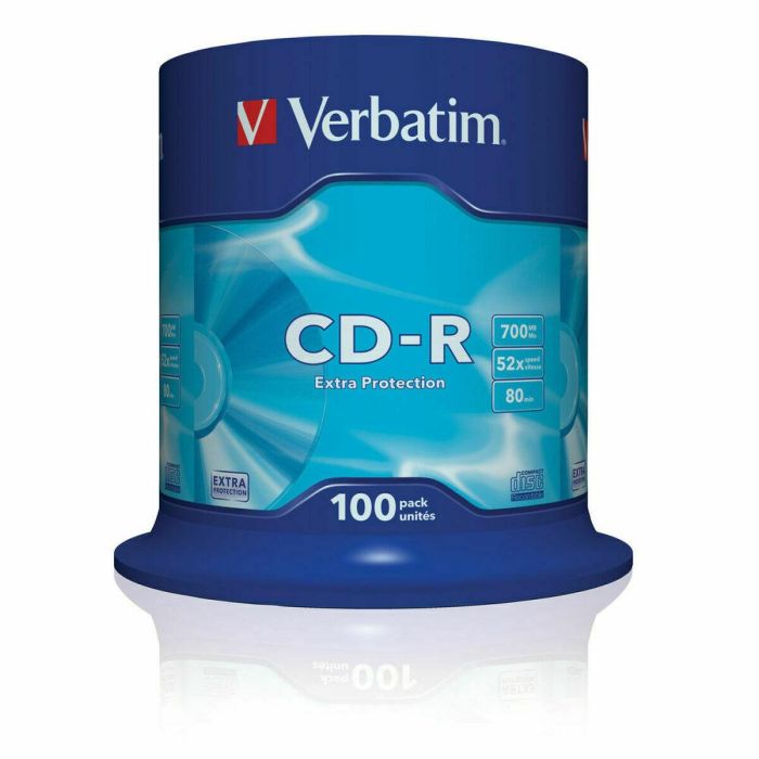 Verbatim 43411 CD-R Datalife 700MB 52X Tarrina 100 unidades Superficie Extra Protection 7 Verbatim 43411 CD-R Datalife 700MB 52X Tarrina 100 unidades Superficie Extra Protection 7