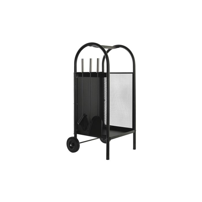 DKD Home Decor Leñera Loft Negro Acero y Plástico Set de 3 Piezas 36 x 81 x 42 cm 7