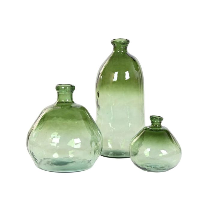 Jarrón Home ESPRIT Verde Cristal reciclado 34 x 34 x 73 cm 3 Jarrón Home ESPRIT Verde Cristal reciclado 34 x 34 x 73 cm 3