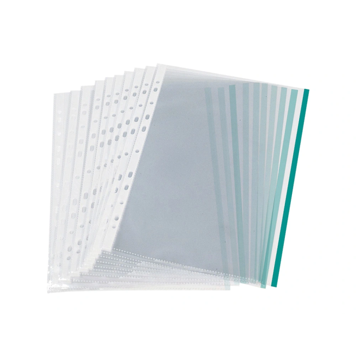 Q-connect Funda Multitaladro Cristal DIN A4 70 mc con Borde Verde, Formato DIN A4, Grosor 70 micras, Bolsa de 10 Unidades 2 Q-connect Funda Multitaladro Cristal DIN A4 70 mc con Borde Verde, Formato DIN A4, Grosor 70 micras, Bolsa de 10 Unidades 2