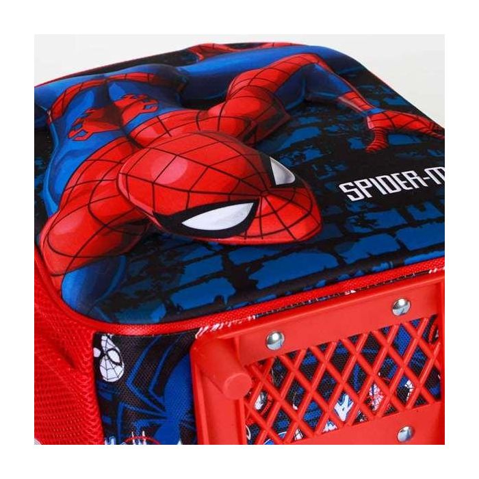 Karactermania Mochila 3D Spiderman Wall con Ruedas, 26 x13 x34 cm, Rojo, 3 Años