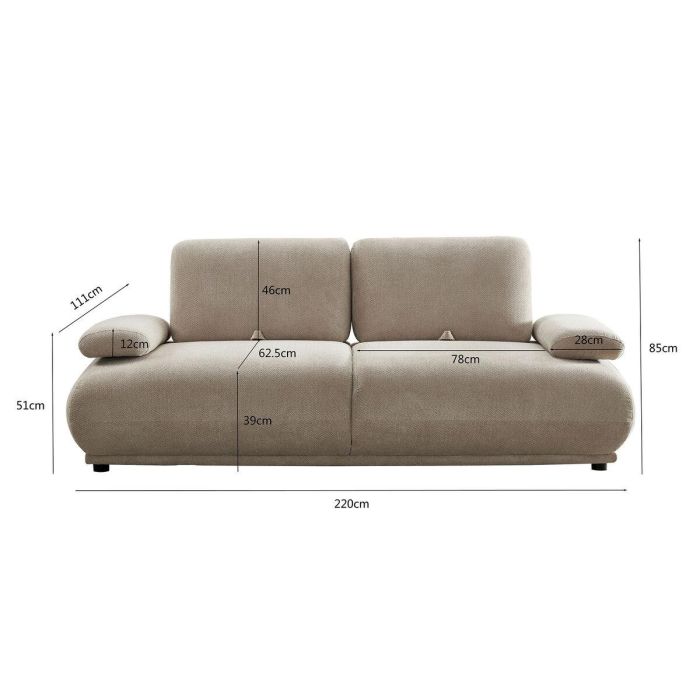 DKD Home Decor Sofá Urban Crudo 220x111x85 cm Poliéster con Respaldo y Brazos Abatibles Patas Madera 5 DKD Home Decor Sofá Urban Crudo 220x111x85 cm Poliéster con Respaldo y Brazos Abatibles Patas Madera 5