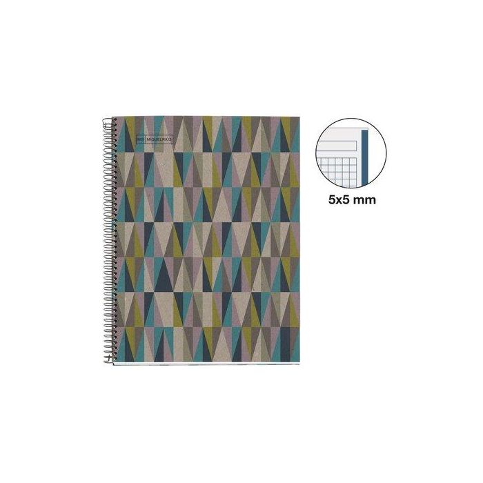 Bloc Miquelrius Eco Design Notebook 1 Micro.Tapa Dura A4 80H 80G Cuadric.5X5 Ecorombos 5 unidades