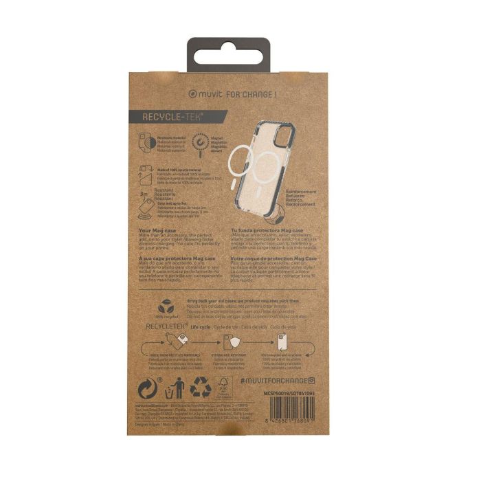 Muvit Funda Recycletek Magsafe Shockproof 3M para iPhone, Protección de Caídas hasta 3 Metros, Material 100% Reciclado 2