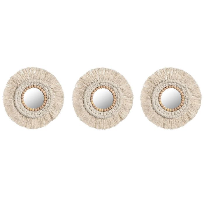 Juego de Espejos Home ESPRIT Blanco Boho 20 x 1 x 20 cm (3 Piezas) 0 Juego de Espejos Home ESPRIT Blanco Boho 20 x 1 x 20 cm (3 Piezas) 0