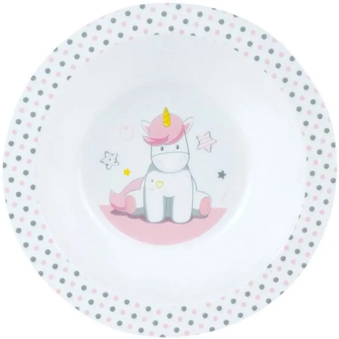 Fun House Set de Vajilla Infantil Unicornio 006319 - 2 Platos, 2 Cubiertos y 1 Peluche 4