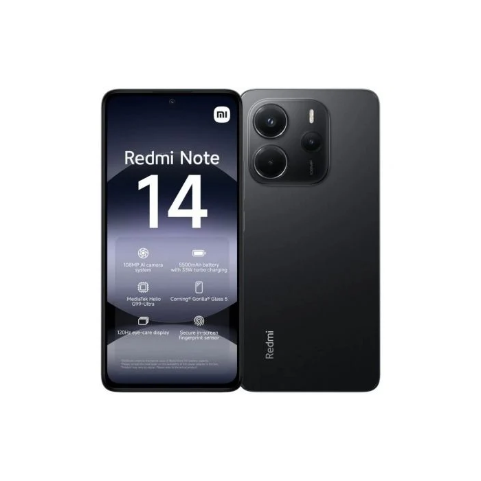 Xiaomi Redmi Note 14 4G - Smartphone 256GB 8GB RAM, Pantalla AMOLED 6.67" 120Hz, Cámara Triple 108MP, 5500 mAh, HyperOS, IP54 (Negro)