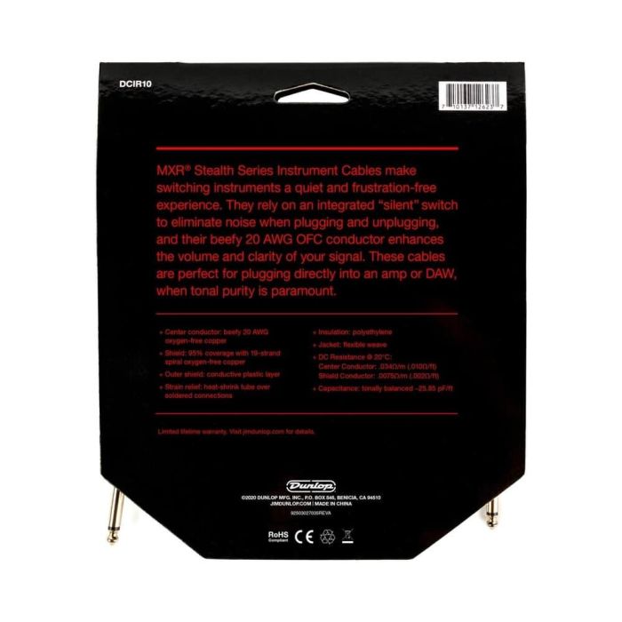 Cable Instrumento Mxr® Stealth Series Jack - Jack Ss - 3 M 4