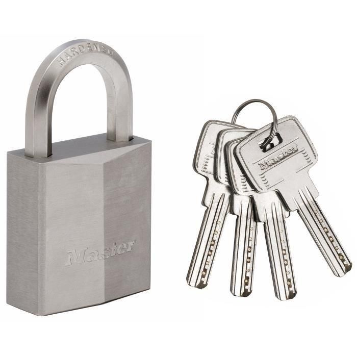 MASTERLOCK Candado de latón niquelado Mango hexagonal de 40 mm MASTERLOCK Candado de latón niquelado Mango hexagonal de 40 mm
