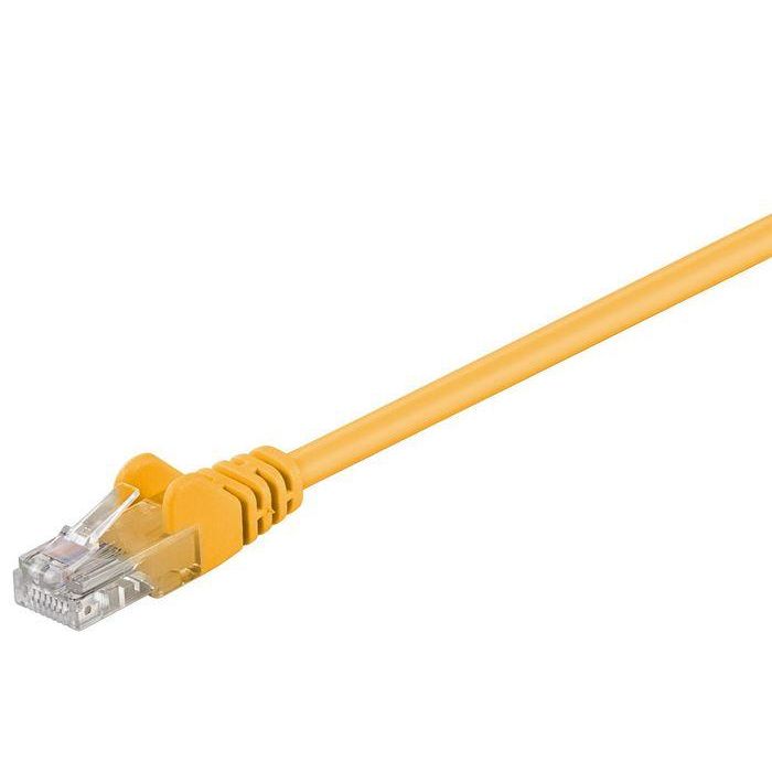 MicroConnect Cable de red CAT5e U/UTP de 0.25m, Amarillo para conexión de dispositivos y redes