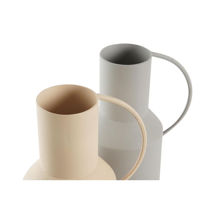 DKD Home Decor Jarrón Moderno Beige Gris Metal 11 x 25 x 14 cm (4 Unidades) 2 DKD Home Decor Jarrón Moderno Beige Gris Metal 11 x 25 x 14 cm (4 Unidades) 2