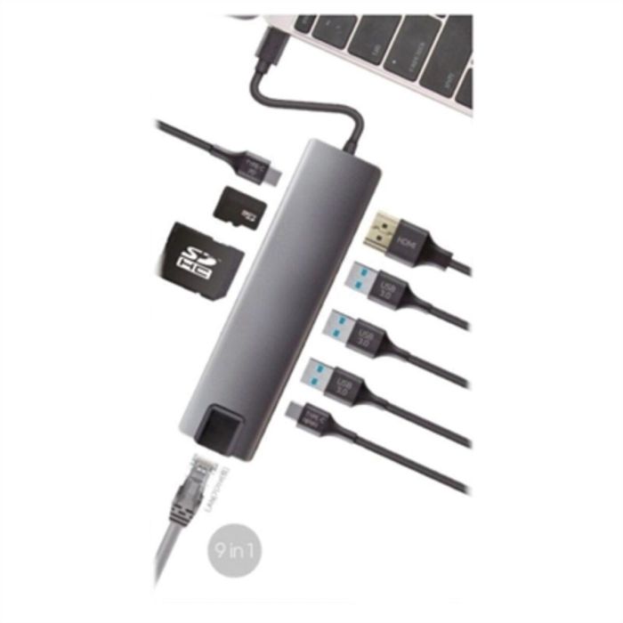 CoolBox COO-DOCK-01 Base Docking Station USB-C 9 Puertos con HDMI, Ethernet Gigabit, 3x USB 3.0, Lector SD/MicroSD, Carga PD, Aluminio Gris para Portátil 2 CoolBox COO-DOCK-01 Base Docking Station USB-C 9 Puertos con HDMI, Ethernet Gigabit, 3x USB 3.0, Lector SD/MicroSD, Carga PD, Aluminio Gris para Portátil 2