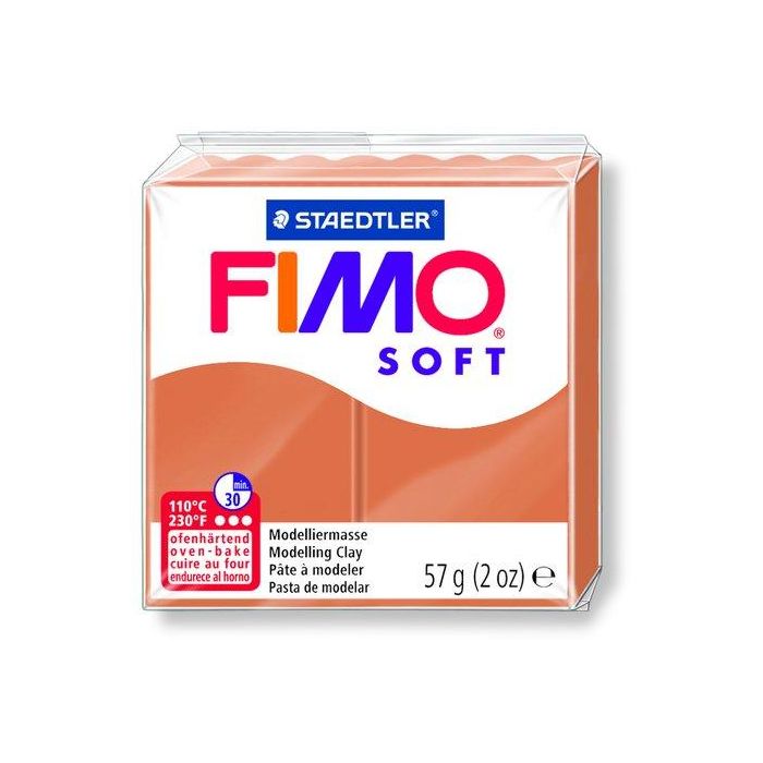Staedtler Pasta de Modelar Fimo Soft 57g color Coñac, blanda, suave y fácil de mezclar, pastilla dividida en 8 segmentos