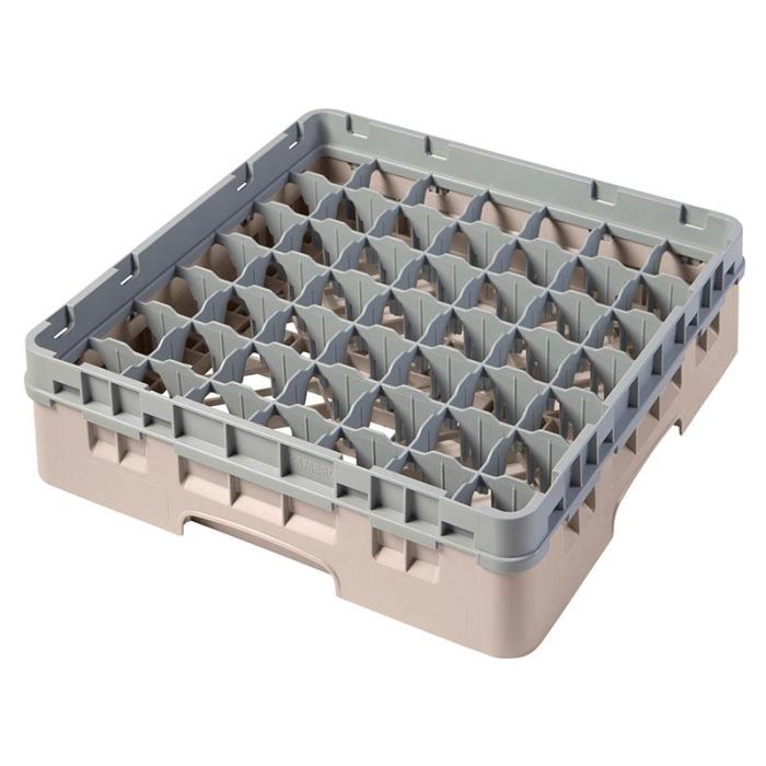 CAMBRO - 49S318-184 - Cesta de lavado 49 comp. 1 altura - 6 cm Ø máx. - alt. máx. 9,4 cm - 50 x 50 x 14,3 cm - Beige