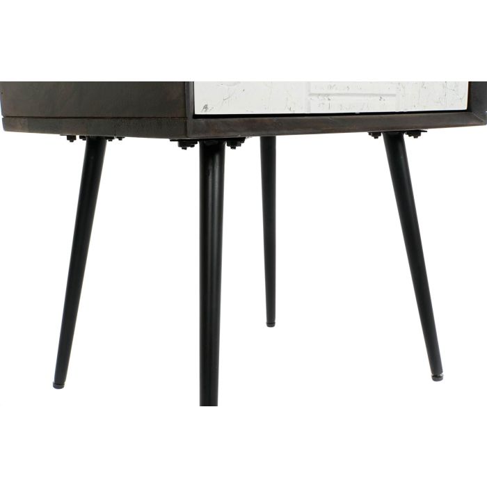 DKD Home Decor Mesita de Noche Moderna de 1 Cajón, Desmontable, en Madera de Mango y Metal, Colores Wengue Blanco Negro, 38 Largo x 50 Alto x 45 Ancho cm 5