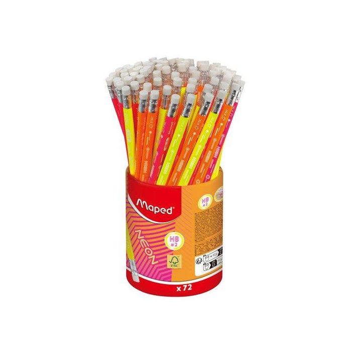 Lapices De Grafito Maped - Hb Neon Bote De 72