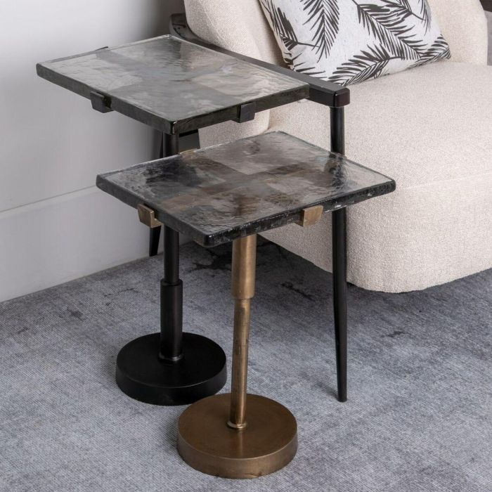 Mesa auxiliar 41 x 32 x 59 cm Cristal Negro Metal 6