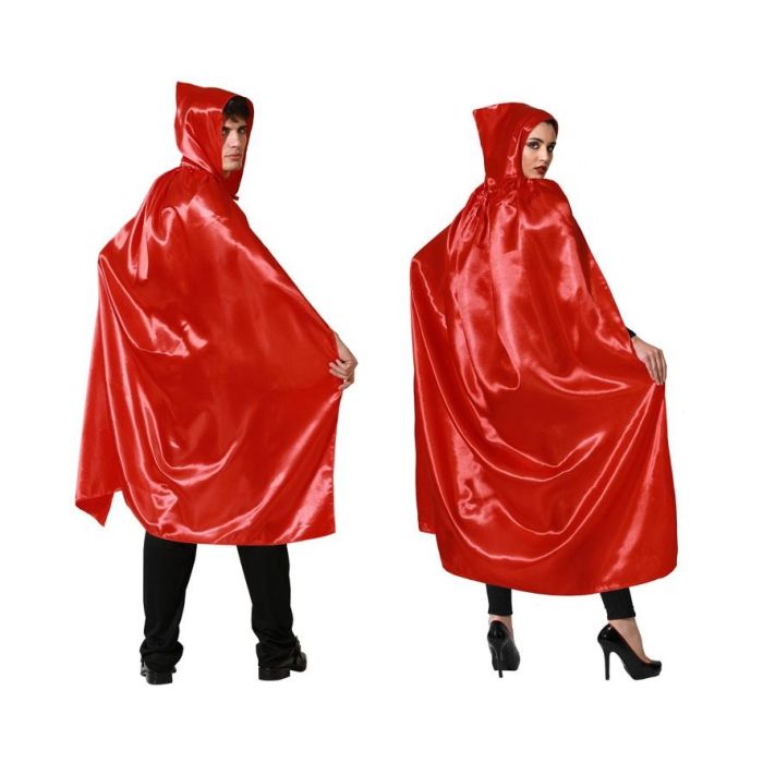 Capa Larga de Satén Roja con Capucha 140 cm para Disfraces de Caperucita, Princesas Medievales o Brujas - Accesorio para Adultos 0 Capa Larga de Satén Roja con Capucha 140 cm para Disfraces de Caperucita, Princesas Medievales o Brujas - Accesorio para Adultos 0