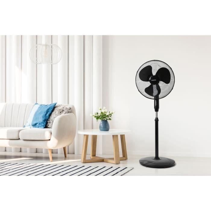 OCEANIC Ventilador de pie - 45 W - Ø 44 cm - 3 velocidades - Oscilante - Inclinable - Negro 3