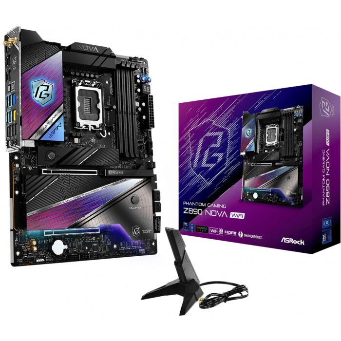 ASRock 90-MXBPS0-A0UAYZ Z890 NOVA WiFi Placa Base Intel Z890 Socket 1851 4DDR5 256GB WiFi 7 BT 5.4 LAN ATX