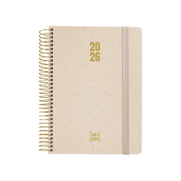 Agenda Anual (2026) Grafoplas Metallic Espiral Tapa Extradura Con Goma A5 210X150 D/P Arena
