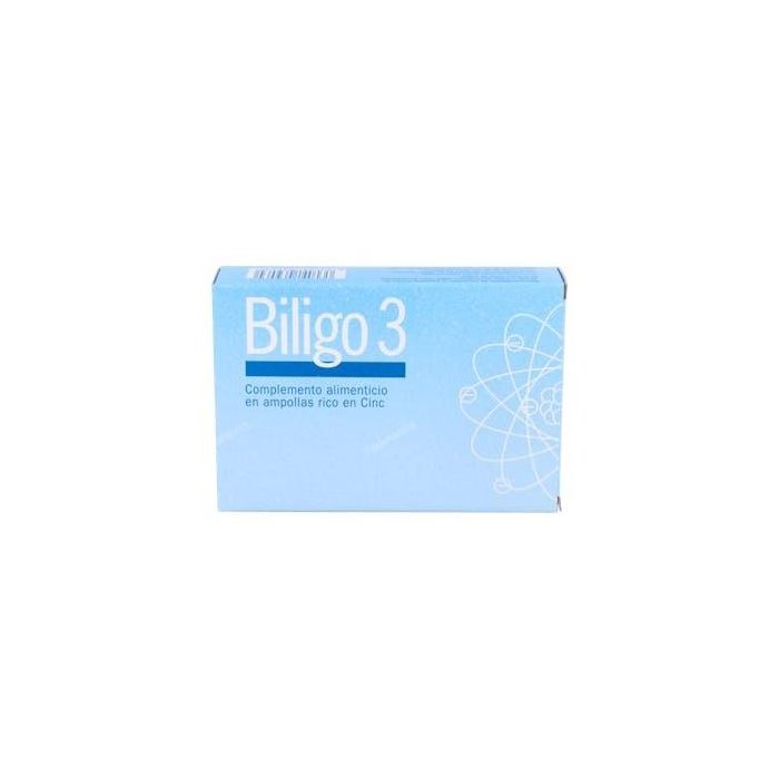 Biligo Zinc 20 ampollas. Suplemento alimenticio de zinc para tomar 5 ampollas al día. Favorece el bienestar general.