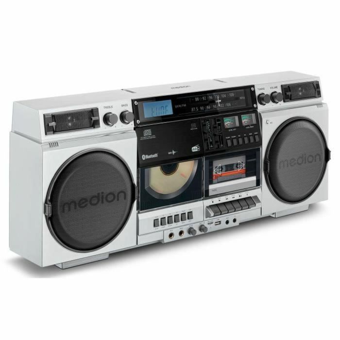 Medion AAAPE16790 Radio Vintage FM/DAB+ con CD, Cassette, USB, MP3 - 2 x 10 W RMS - Plateado 3