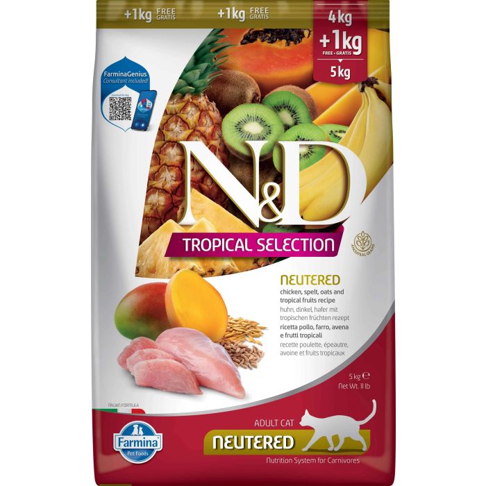 Farmina N&D Cat Tropical Selection Neutered Pollo 4+1 kg Farmina N&D Cat Tropical Selection Neutered Pollo 4+1 kg