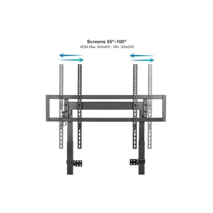 TooQ HIPERIÓN Soporte Suelo/Pared Fijo para Pantallas 55"-100", Negro, 120kg, VESA 200x200-800x600mm, Ajuste Altura 925-1600mm 4
